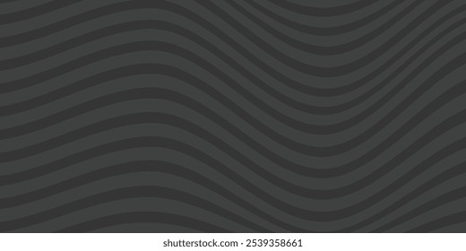 Abstract 3D black wavy background. Background of wavy lines with shadows in black colors. Minimalist empty striped blank BG for business presentation, vector illustration