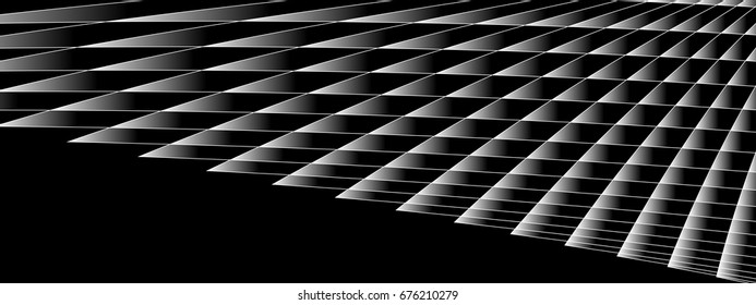 Abstract 3d black and white gradient rectangles on black background. Geometric monochrome wallpaper. EPS10 vector illustration for fashion design, template, web application, poster, fabric etc.