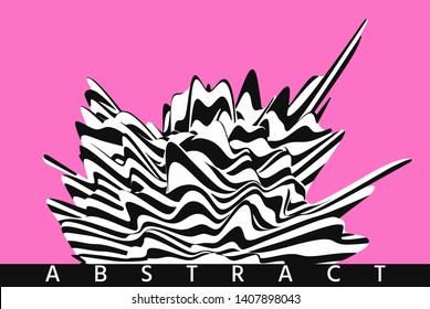 Abstract 3d black and white illusions. Visual effect of the explosion. Cover design template. Vector striped illustration