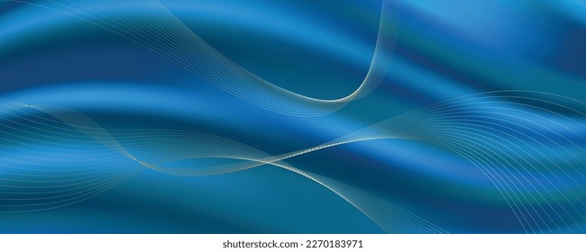 Resumen de fondo azul 3d con líneas doradas