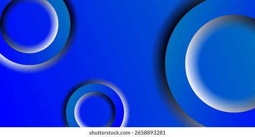 Abstract 3D blue background with layered gradient circles and soft shadows, modern minimal design.