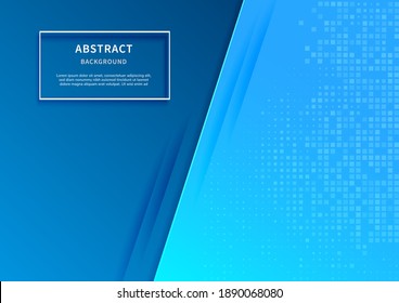 Abstract 3D blue background with overlap layer with square pattern decor. Vector illustration
