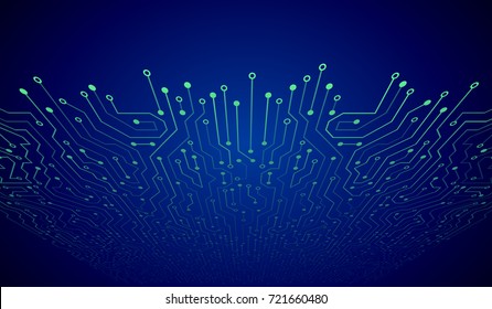 Placa de circuito azul 3D abstrata. Tecnologia de alta tecnologia de fundo abstrato. Ilustração de vetor futurista.