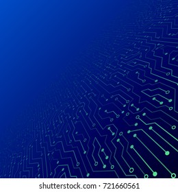 Abstract 3D blue circuit board. High-tech technology abstract background. Futuristic vector illustration.