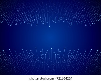 Abstract 3D blue circuit board. High-tech technology abstract background. Futuristic vector illustration.