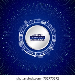 Abstract 3D blue circuit board. High-tech technology abstract background. Futuristic vector illustration.