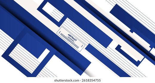 Abstract 3D blue diagonal geometric background. Square shapes and overlapping lines pattern. Vector Eps10