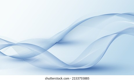 Abstract 3D blue dynamic wave flow lines pattern on white background. Vector graphic illustration