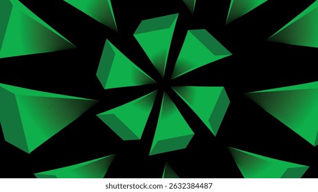 Abstract 3D blue geometric prisms spinning around center, dynamic tech illusion, futuristic energy. Sci-fi digital design background, tech pattern. Flat modern vector illustration.