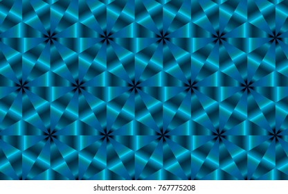 abstract 3D blue metallic background of repeating pattern. floral elements organized as polygons. bright cheerful background for your creative design ideas