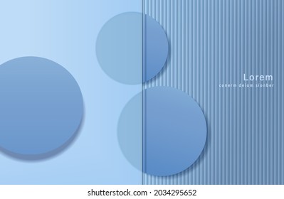 Abstract 3D blue minimal wall scene and shadow. Modern vector rendering geometric platform for product display presentation.