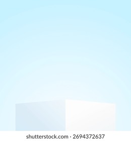 Abstract 3D blue podium with soft gradient background and subtle lighting. Perfect for product display, presentation mockup, cosmetic showcase, or modern minimal design background.
