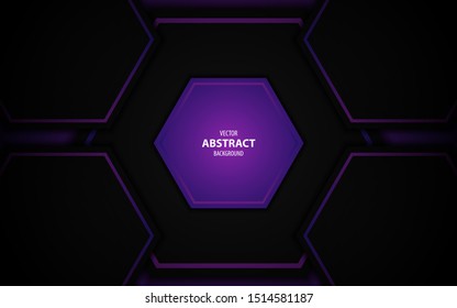 Abstract 3d blue purple and black frame layout design tech innovation concept geometric background. Can use for wallpaper, poster, brochure, cover, banner, advertising, corporate.