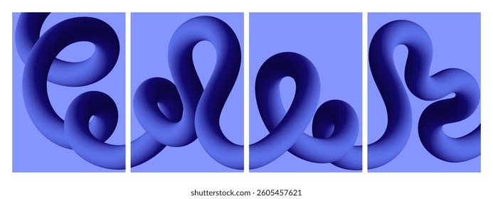 Abstract 3D Blue Ribbon Wave Background. Smooth Gradient Shapes and Fluid Texture. Futuristic Digital Design for Posters, Banners, and Cards