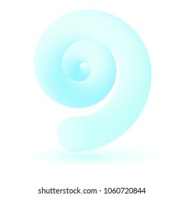 Abstract 3D blue spiral object.Isolated on white background.