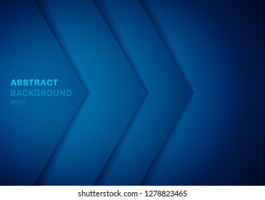 Abstract 3D blue triangle with overlap paper layer gradient color with copy space background. Vector illustration