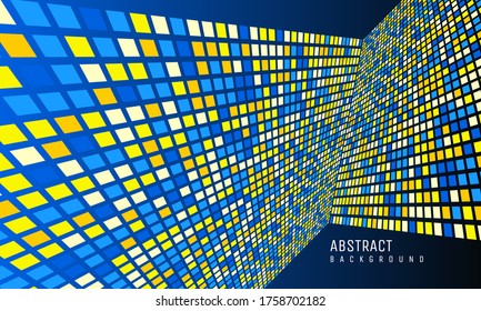 abstrakter, blauer, gelber, quadratischer Hintergrund. Modern, minimalistisch, geeignet für Wallpaper, Banner, Hintergründe, Karten, Buchillustrationen, Landing-Page, etc.