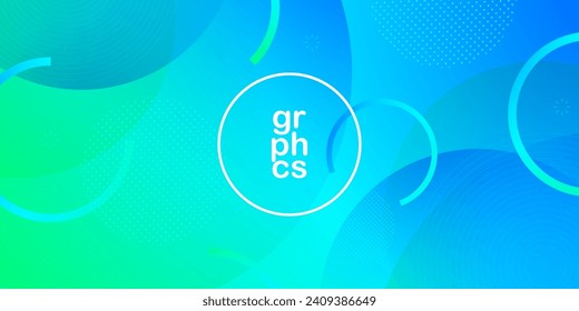 Resumen 3d fondo de ilustración de gradiente azul brillante y verde con un patrón de forma de círculo simple. Diseño genial. Vector Eps10