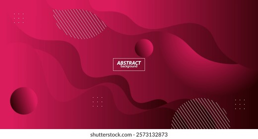 Abstract 3d bright pink waves with futuristic wave and circle background pattern. Vector eps10