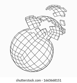 Abstract 3d broken sphere. Vector Illustration.