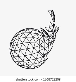Abstract 3d broken sphere. Vector Illustration.