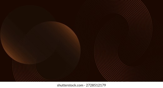 Abstractas círculos marrones 3D con líneas sobre fondo oscuro. Moderno tema de lujo. Diseño de tecnología digital