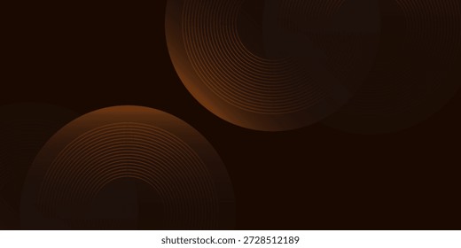 Abstractas círculos marrones 3D con líneas sobre fondo oscuro. Moderno tema de lujo. Diseño de tecnología digital. Ilustración vectorial