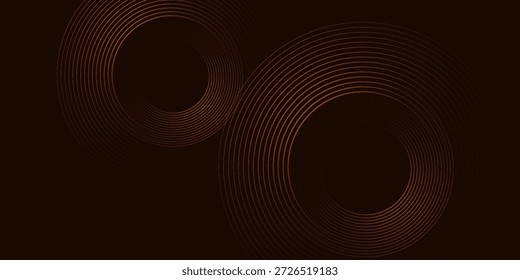 Capa Abstractas de las líneas de oro marrón 3D sobre fondo oscuro con el fondo blanco de los círculos del espacio