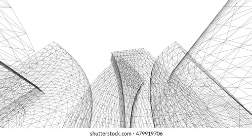 abstract 3d building vector