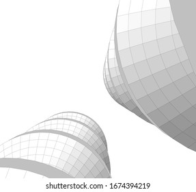 edificios abstractos 3d, dibujo arquitectónico 