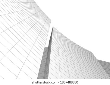 abstract 3d buildings architectural drawing 