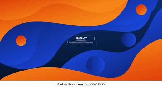 Abstract 3D business banner background. Colorful banner with orange and blue waves in the background. Creative and smart background design. Vector Eps10