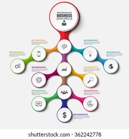 Abstract 3D business marketing Infographic. Can be used for workflow layout, data visualization, business concept with 12 options, parts, steps or processes, banner, cycle diagram, chart, web design.