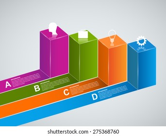 Abstract 3D business options infographics template. 