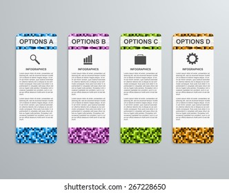 Abstract 3D business options paper infographics template.