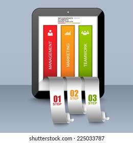Abstract 3D business tablet infographic design template