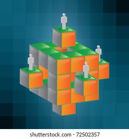 Illustration zum abstrakten 3D-Business-, Arbeits- oder Karrierekonzept - Leiter, Personen an der Spitze