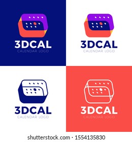 Abstract 3d Calendar with marks one day. Colorful 3d calendar logo with days grid.