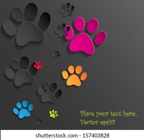 Abstract 3d cat paws background. Vector eps10.