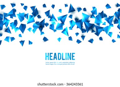 Abstract 3d chaotic particles. Blue Sci-fi pyramids. Abstract form  Low poly background. Vector Illustration EPS10.