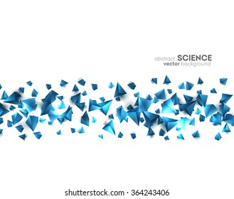 Abstract 3d chaotic particles. Blue Sci-fi pyramids. Abstract form  Low poly background. Vector Illustration EPS10.