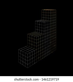 Abstract 3d chart on a dark background.Vector illustration.