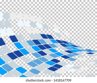 Abstract 3d checked  business background with transparency grid on back. Vector Illustration.