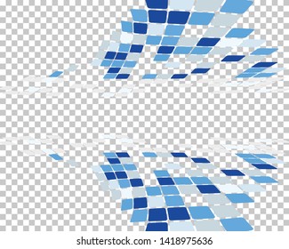 Abstract 3d checked  business background with transparency grid on back. Vector Illustration.