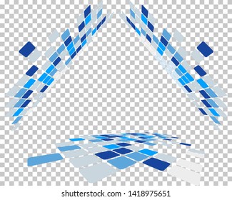 Abstract 3d checked  business background with transparency grid on back. Vector Illustration.