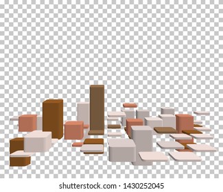 Abstract 3d checked  business theme with transparency grid on back. Vector Illustration.