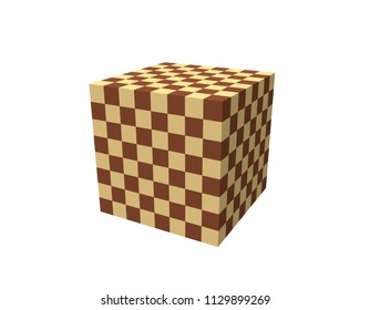 Abstract 3D chess board. Cube. Isolated on white background. Vector illustration.