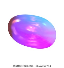 Abstract 3D chrome shape with y2k holographic finish. Reflective Y2K tones create a futuristic 3D chrome shape with soft glow.