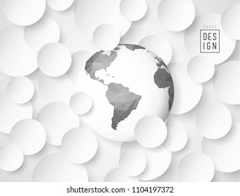 Abstract 3D circle background with low poly planet and place for your text.
