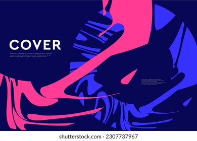 Resumen Círculo 3D con color azul y rosa. Tapa líquida Impresión moderna. Ilustración vectorial.